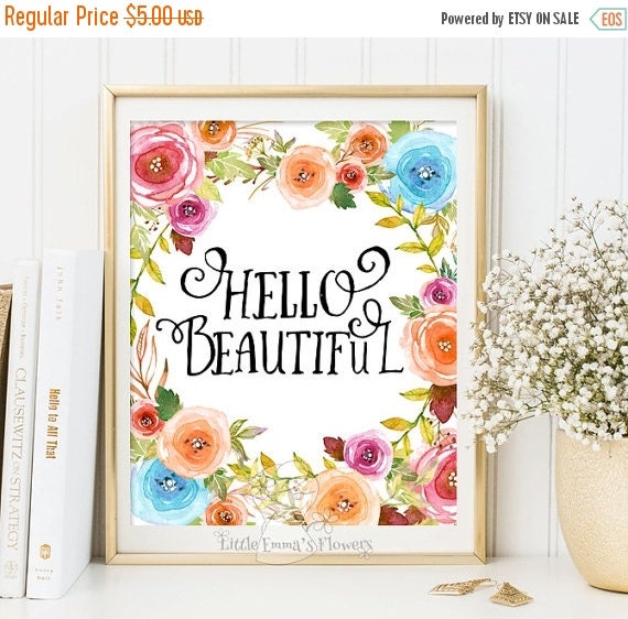 Nursery Decor Print floral art Hello by LittleEmmasFlowers on Etsy