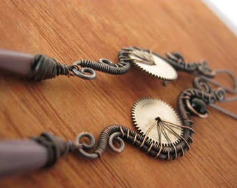 steampunk earring, steampunk jewelry, steam punk earrings, steamgoth jewelry, gothic jewelry, gothic earring, victorian steampunk - OCARINA