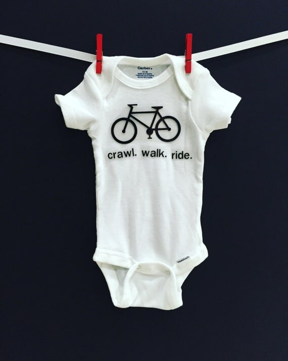 Bicycle Crawl Walk Ride baby onesie by 1littlehapalamb on Etsy