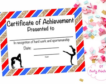 Gymnastics Award Gymnastics Certificate Printable