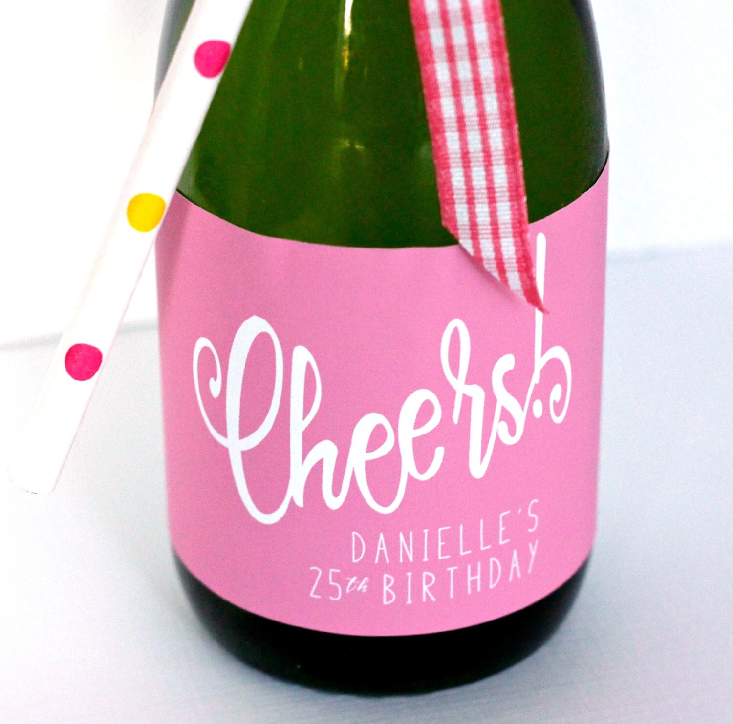 Cheers Mini Champagne Bottle Labels with Custom Wording
