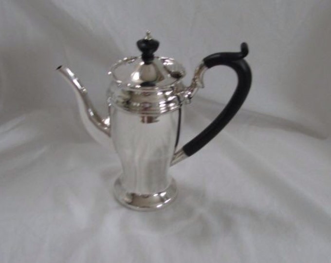 Storewide 25% Off SALE Vintage England's Sheffield Company Sterling Silver Coffee / Tea Server Featuring Edwardian Design With Black Handle