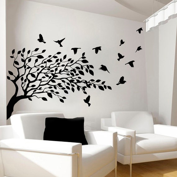 Tree Wall Decals Bird Decal Vinyl Sticker for Kitchen by CozyDecal