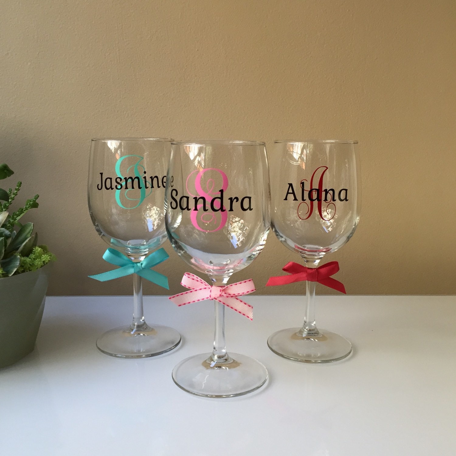 Personalized Wine Glasses Monogrammed Wine by BriEllaCreations