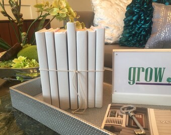 7 Large White Decorative Book Set - perfect for Photo Prop, Wedding, Coffee Table, Bookshelf, or Entry Table