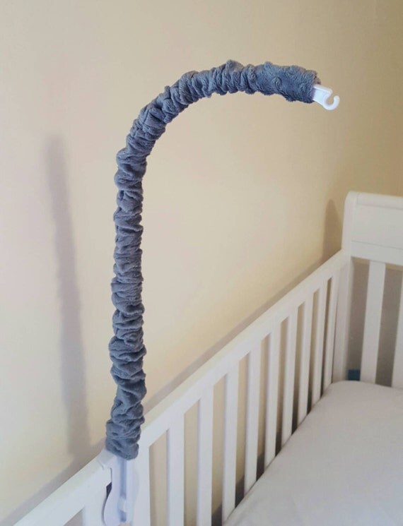 Cover For Mobile Arm Grey Minky Crib Arm Cot by GraceAnnBaby
