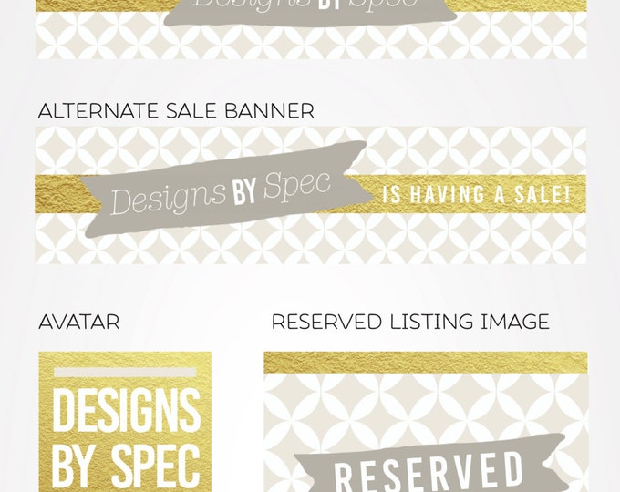 NEW Gold & Gray Etsy Shop Branding Set --- Etsy Shop Branding, Small Business, Etsy Banner and Graphics