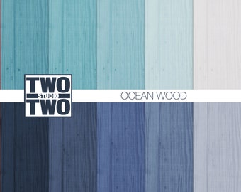 Wood Digital Paper: "BLUE WOOD" in Ocean Shades of Blue, Green, Navy, Aqua, and White, Beach Wood Texture, Summer Wood Background