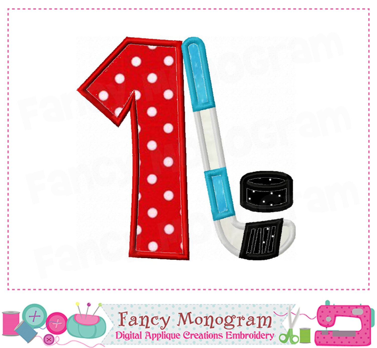 Ice Hockey Number 1 appliqueSports Number 1 appliqueIce