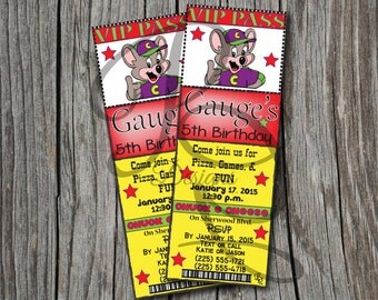 Chuck E Cheese Birthday Ticket Invitation