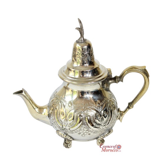 MOROCCAN TEAPOT VINTAGE Silver Maillechort Hammered Handmade