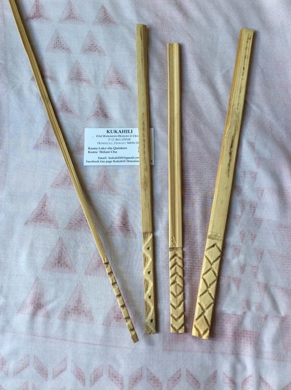 Ohe Kapala Set Hawaiian bamboo stamp for printing Kapa by Kukahili