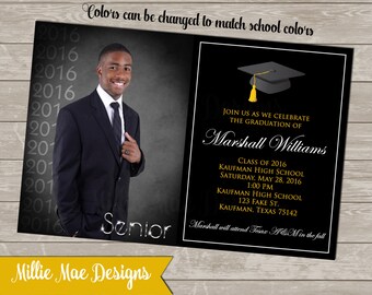 SALE 50% OFF Custom Graduation Invitation - School Colors