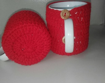 Crochet mug cozy, coffee cup cozy, mug crochet cozy. Set of 2 tea cup cozy, ready to ship