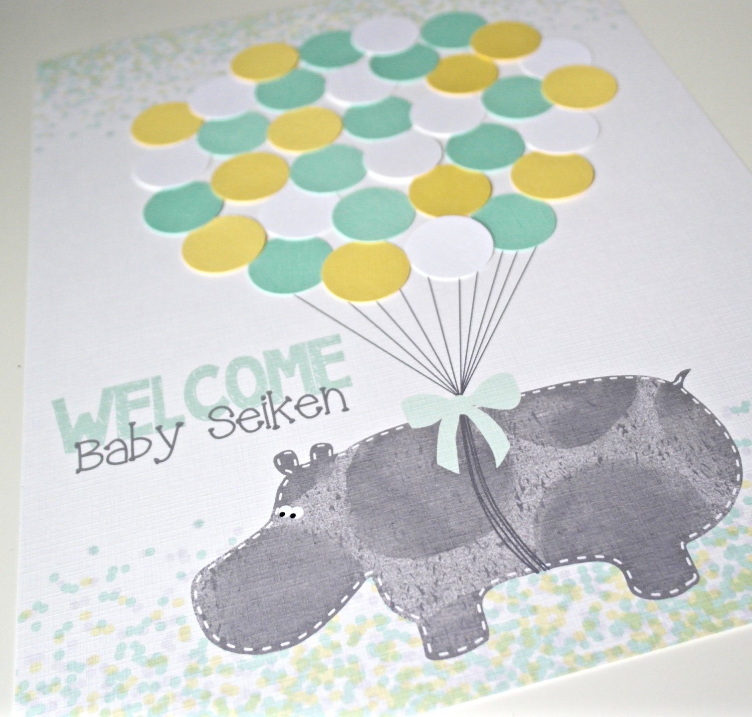 Hippo Baby Shower Decorations Mint And Yellow Baby Shower Guestbook