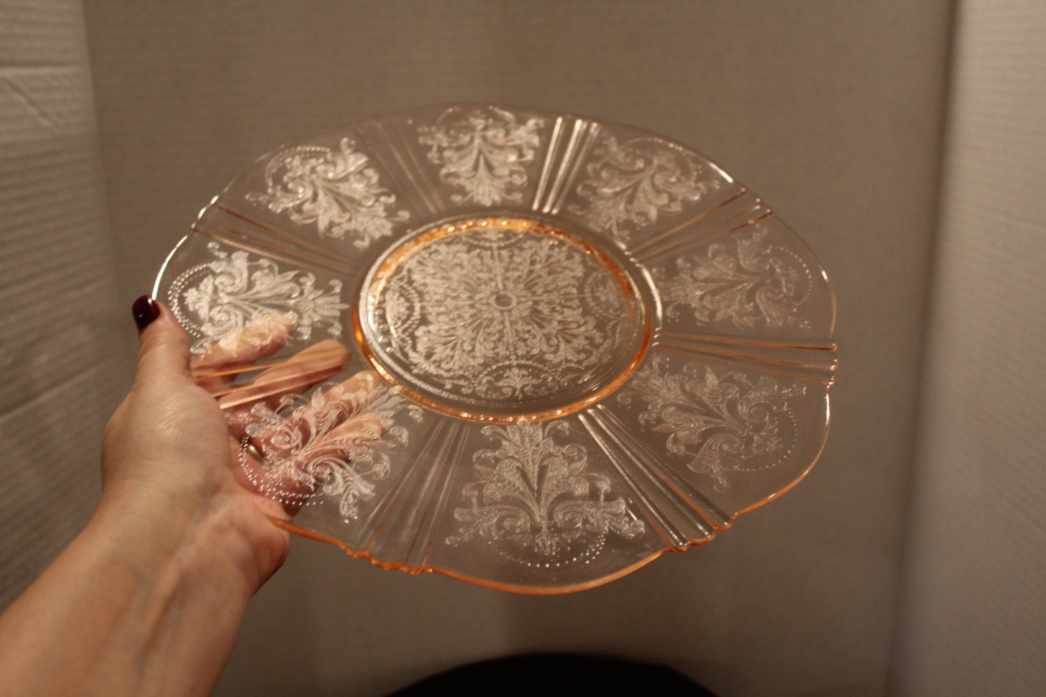 Vintage Pink Glass Cake Plate In The American Sweetheart 7574