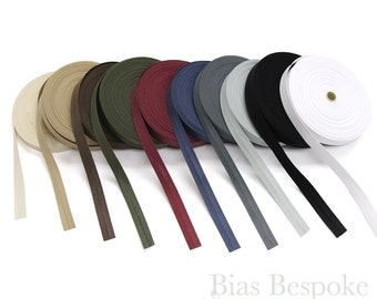 100% Cotton Single Fold Bias Tape in 10 Colors, 27 Yard Roll, Made in Italy