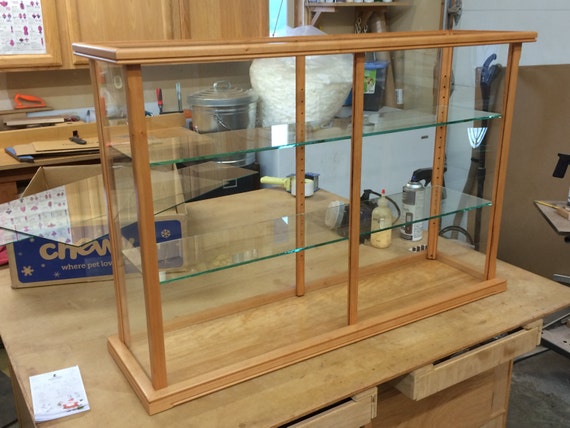 Wood and Glass Display Case for Models Crystal Figurines