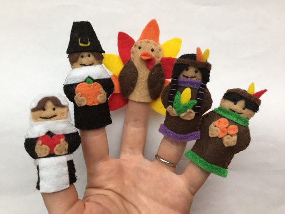 First Thanksgiving Felt Finger Puppets Turkey by A2FeltSewFine