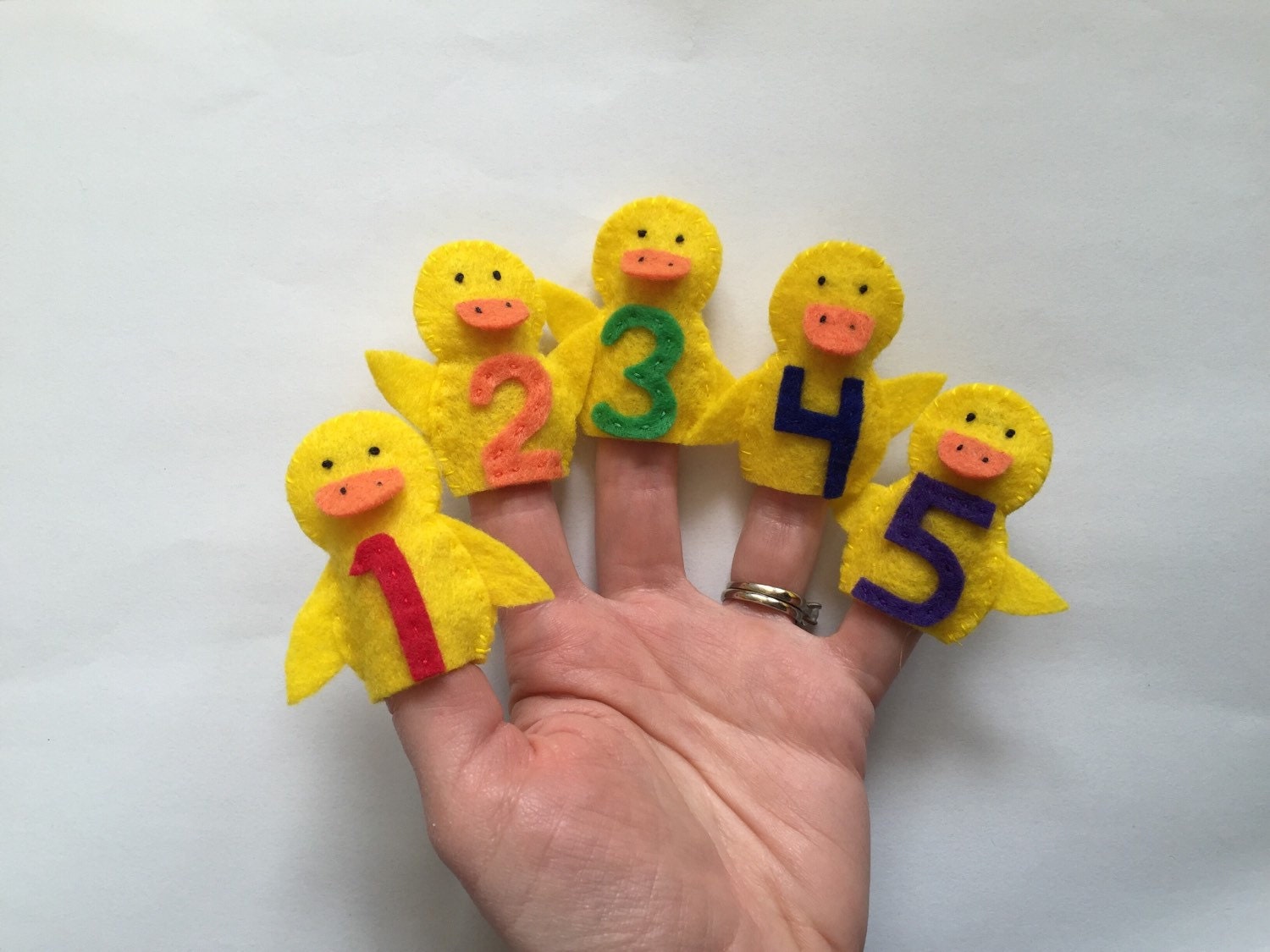 5 Five Little Ducks Felt Finger Puppets FREE SHIPPING