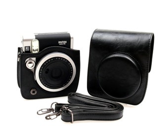 Fujifilm Instax Mini 90 Camera Bag Black Leather Protection Case