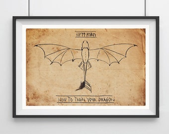 HOW to TRAIN your DRAGON - Original Art, Minimalist Movie Poster Print 13 x 19"