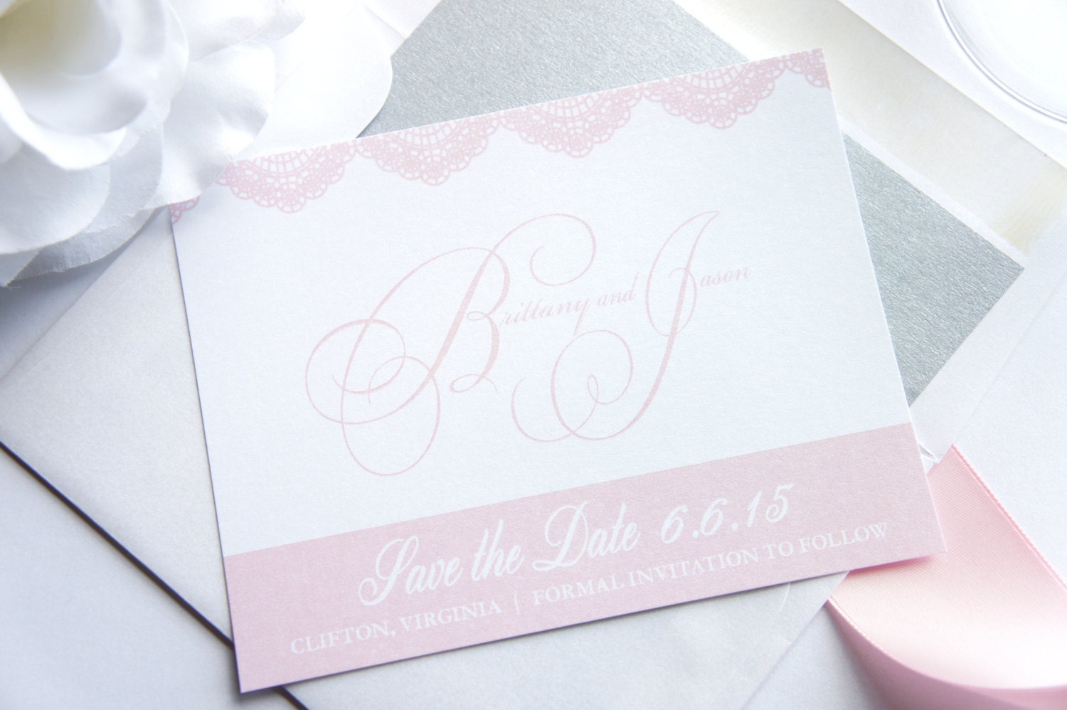 Pink Save the Date Card Light Pink Save the Date Cards