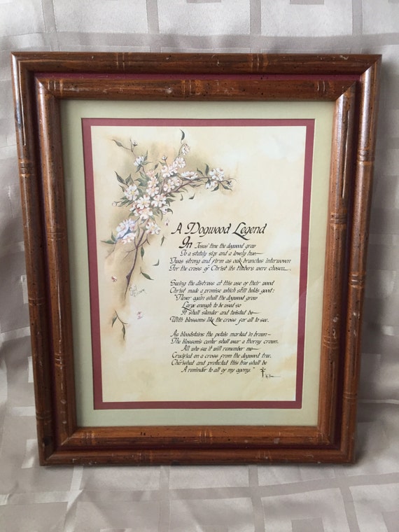 A Dogwood Legend Framed Poem of Dogwood Tree