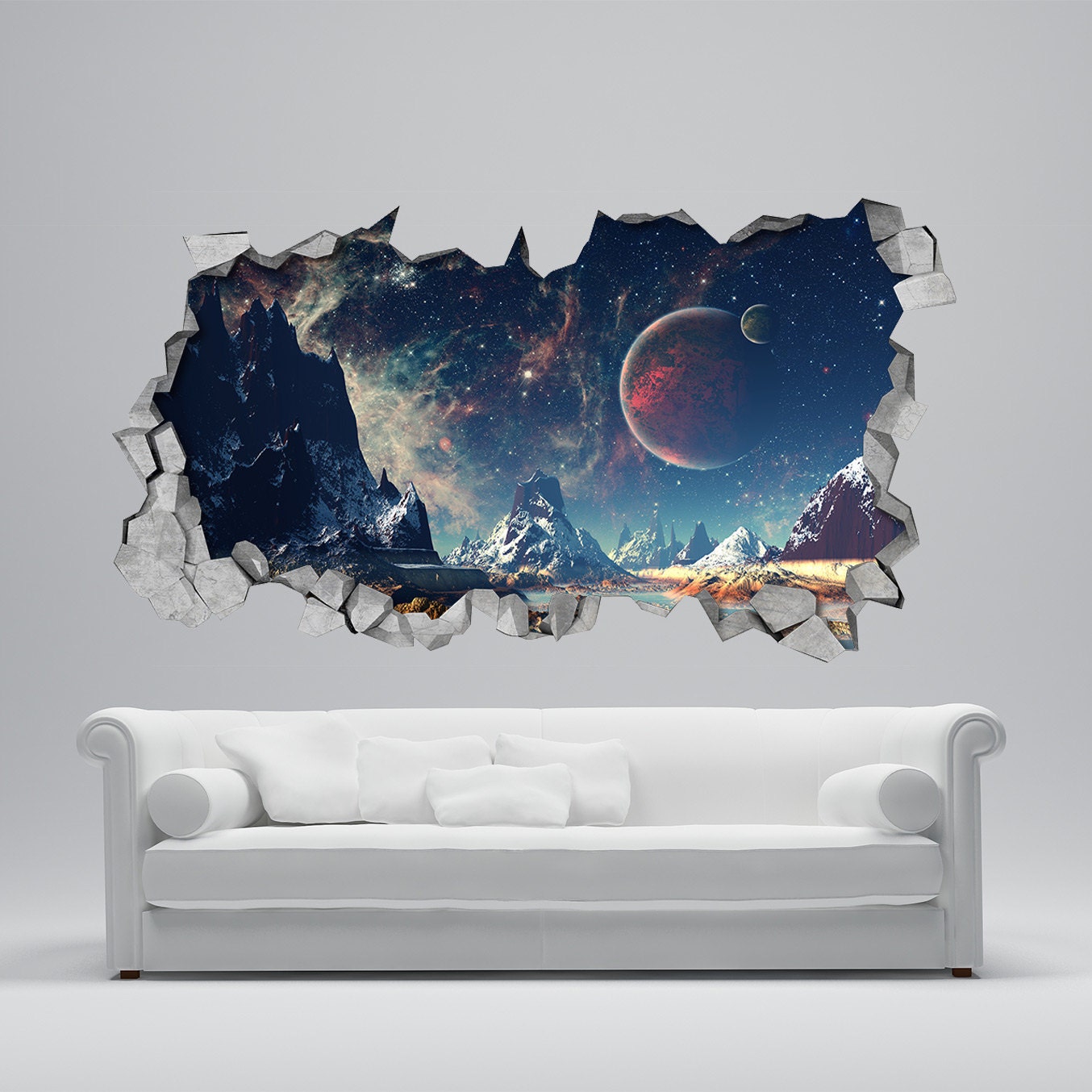 Space Broken Wall  Decal  3d  Wallpaper 3d  wall  decals  3d 