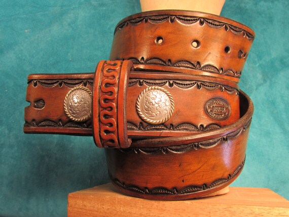 1.75 Leather Belt w/ Hand Tooled Border