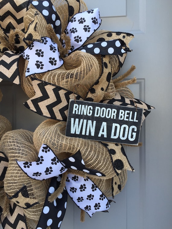 Ring Doorbell Win a Dog Black and Brown Burlap by
