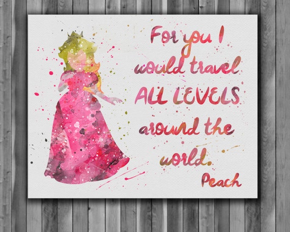 Princess Peach Quote Painting Art Print By Digitalaquamarine