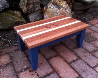 Wood Step Stool Mahognay and Maple Kids Step Stool