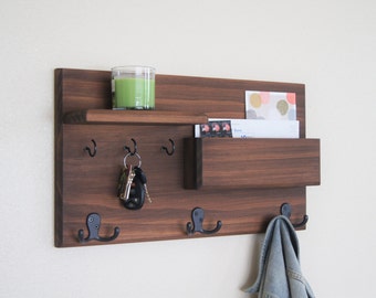 Entryway Organizer Wall Coat Rack Floating Shelf Entryway Organizer Mail Storage Key Hooks Back to School Backpack Hooks