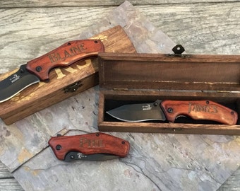 Groomsmen Engraved Knives Gift Idea, Pocket Knife and Gift Box, Spring assisted opening, Best Man Wedding Thank you, Unique present for men