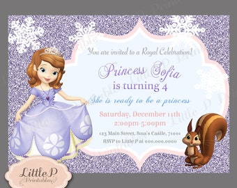 Invitación de Sofía. Sofía la primera invitación de cumpleaños. Sofía la primera invitación. Invitan a Sofía Birthday. Invitación del partido de la Princesa Sofia