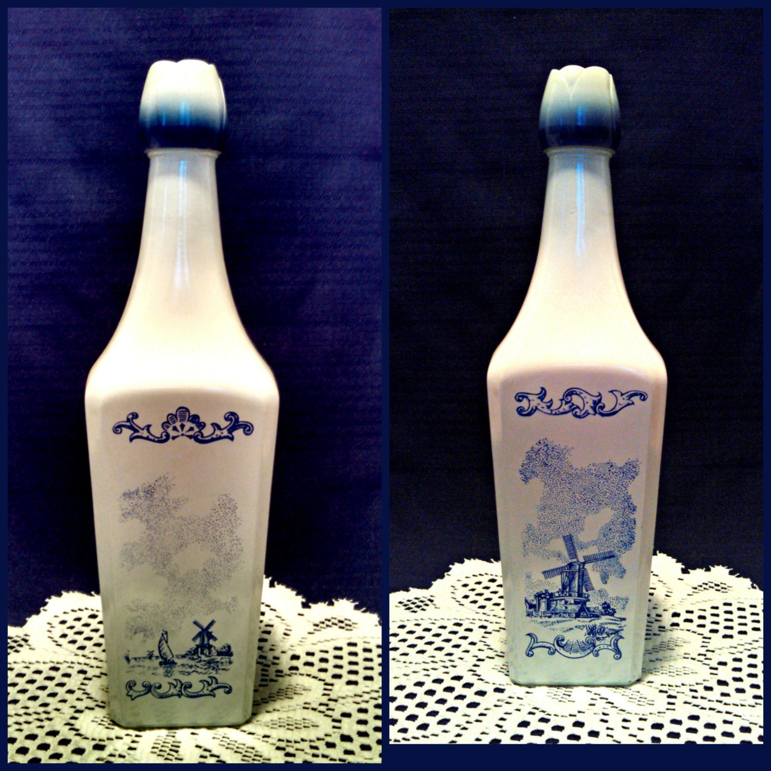 Vintage Vandermint Delft Liqueur Bottle Number 5880 Windmill