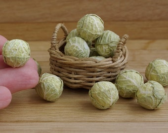Miniature vegetables - cabbage 1:12. Miniature cabbages in a dollhouse. Miniature food.
