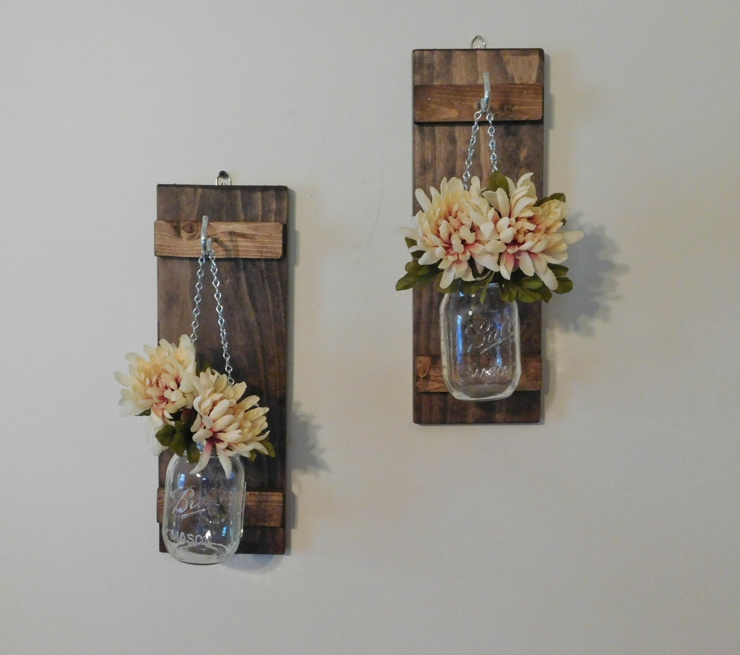 Hanging Mason Jar Wall Sconce Flower Vase Candle Sconce Wall