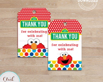 Elmo Favor tags, Gift tags, Thank you tags, Sticker tags, Party Decorations, Birthday Printables, INSTANT Download