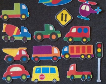 Transportation Felt Board Set // Flannel Board // Imagination // Children // Preschool // Trucks // Cars // Airplane // Road