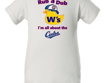 Rub a Dub Dubs (W's) I'm all About the Cubs Bodysuit, Cubbies Baby Clothes, Chicago Cubs Baby Bodysuit, Funny Cubs Bodysuit, Baby Cubs Shirt