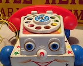 Vintage Fisher Price Pull Toy Phone, 1961