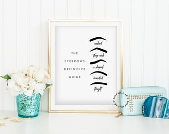 Eyebrows Prints, Eyebrow Shapes, Eyebrows Guide, Eyebrows, Poster, Make Up, Makeup, Beauty, Salon, Wall Art, Printable, Fashion, Vanity
