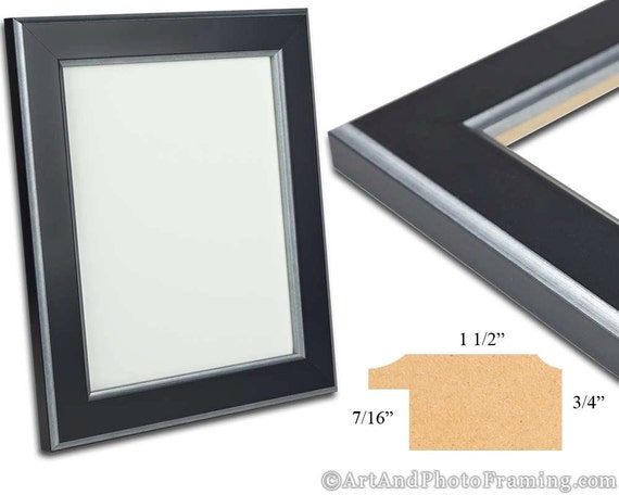 Black with Silver Picture Frame 1.5 Wide by ArtAndPhotoFraming