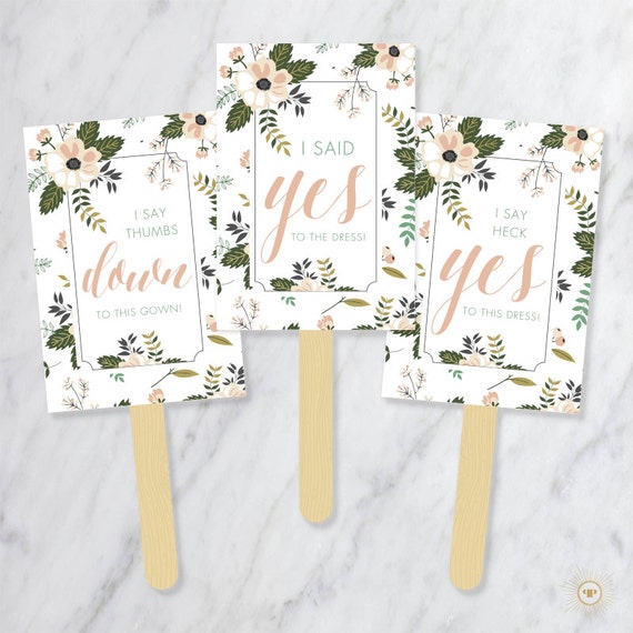 Say YES  To The Dress  Paddles Wedding  Dress  Shopping Signs 