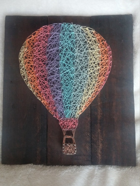 Rainbow Hot Air Balloon String Art