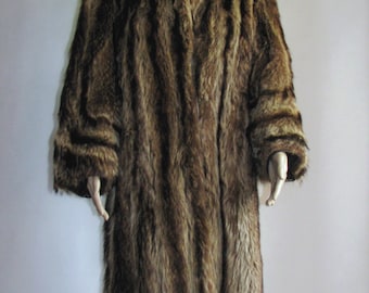 Real FUR COAT womans ferret fox fur long coat true vintage