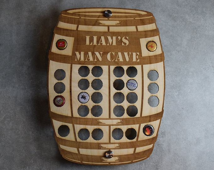 Personalized Beer Barrel Cap Holder - The Perfect Wall Mounted Display of Any Pub or Man Cave