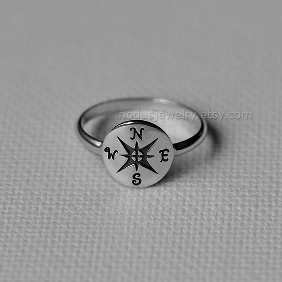 Compass ring sterling silver compass ring nautical by NodusJewelry